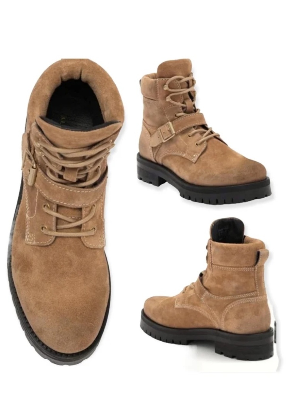 NEW $389 - ALLSAINTS Paulina Suede Moto Buckle Boot in Desert Sz 7 NO BOX